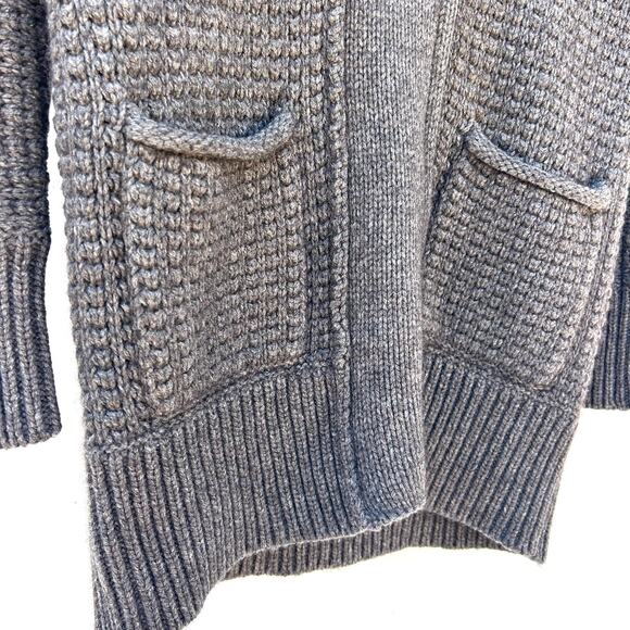 Vince Women’s Yak Wool Chunky Knit Cardigan Sweater Zip Cowl Neck Brown Cozy XS - Picture 6 of 9